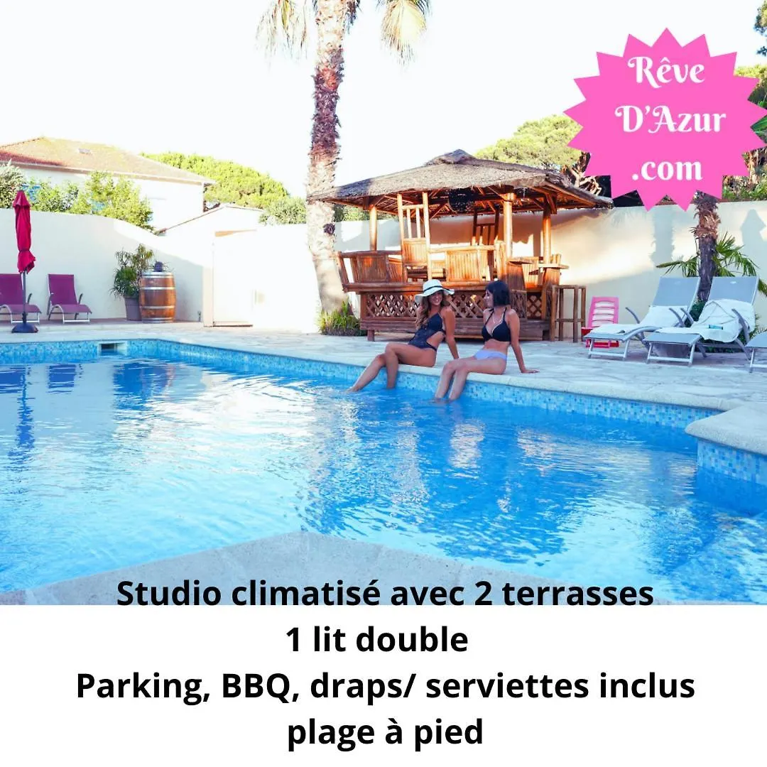 Reve D'Azur En Bord De Mer, Studio Avec Piscine Partagee, Parking Barbecue, Draps Inclus A La Nartelle Sainte-Maxime