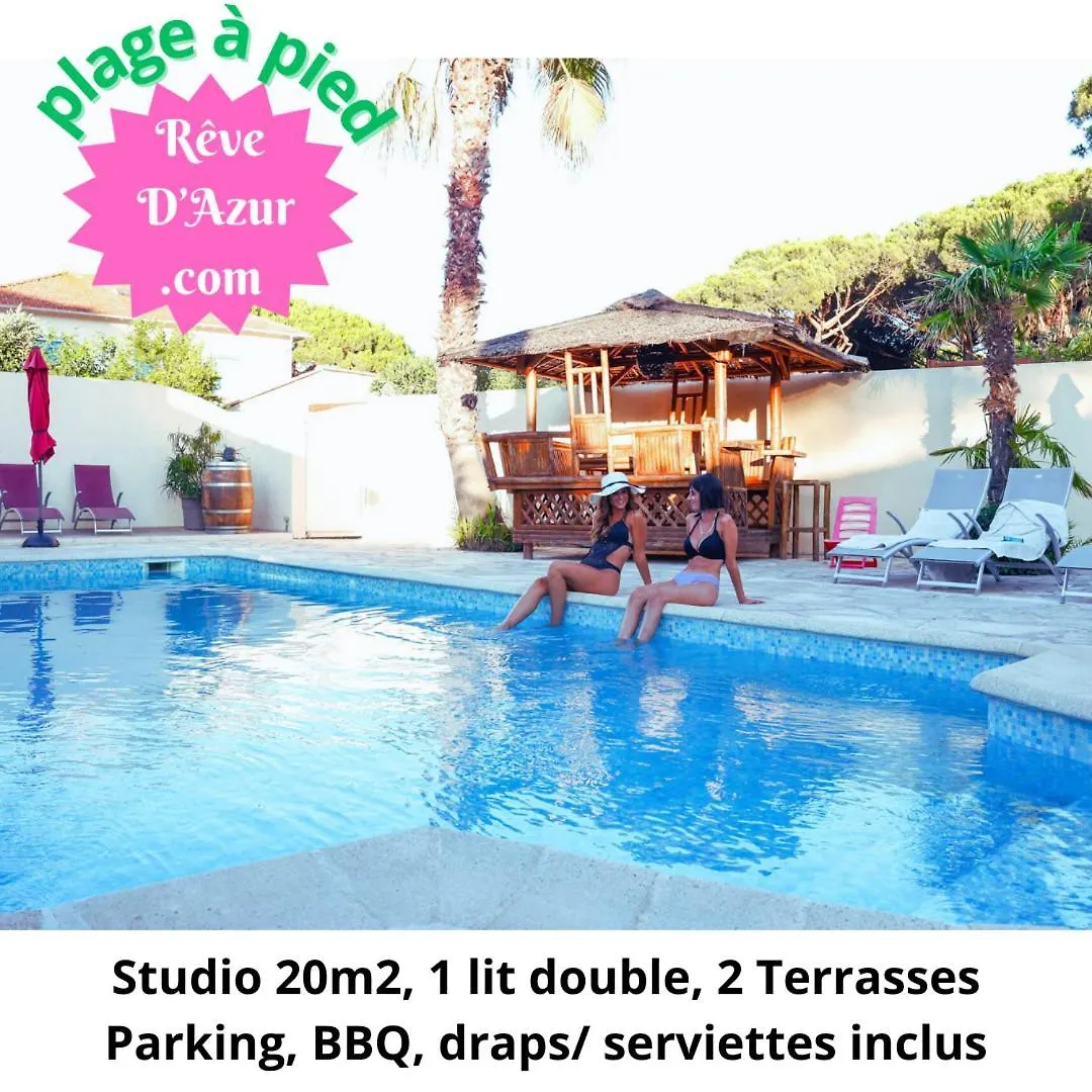 Reve D'Azur En Bord De Mer, Studio Avec Piscine Partagee, Parking Barbecue, Draps Inclus A La Nartelle سانت ماكسيم فرنسا